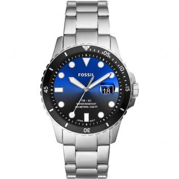 Reloj de Pulsera Hombre Fossil FS5668 - Reloj analógico, caja de acero inoxidable, correa de cuero marrón, resistencia al agua hasta 50 metros, mecanismo de cuarzo, esfera negra con detalles plateados