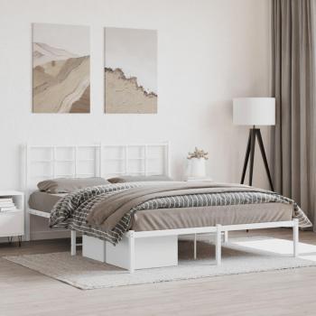 Estructura de Cama Metálica Blanca con Cabecera 160x200 cm