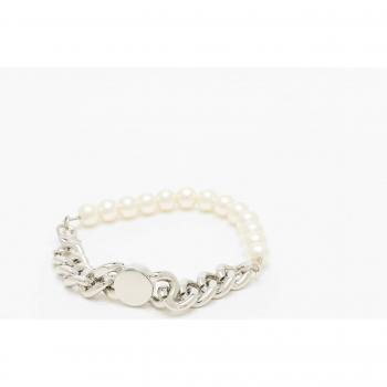 Urban Classics Unisex Pearl Flat Chain Bracelet in Stainless Steel