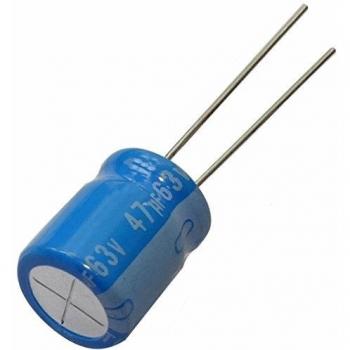 AERZETIX: 5 x condensadores electrolíticos radiales 47µF ± 20% 63V THT 125°C 3000h Ø10x12,5mm