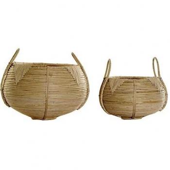Conjunto de 2 cestas decorativas de ratán estilo Bali