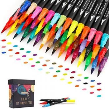 72 Rotuladores de colores con punta estilo pincel, acuarela, marcadores para niños y adultos, para colorear, caligrafía y toma de notas, GC-72B