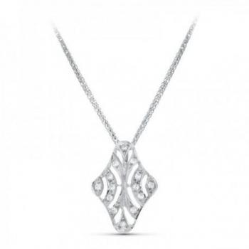 Gargantilla oro blanco mujer con colgante alargado de circonitas y formas caladas 20x15mm