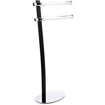 MSV - Toallero de pie Negro y Cromado 44 x 23 x 89cm