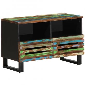 Mueble de TV madera maciza de acacia 70x34x46 cm Multicolor