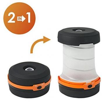 Linterna de Camping, ASPECTEK 2-en-1, Portátil Plegable para Interiores y Exteriores, Linterna para Acampar con Manija, Resistente al Agua y con Pilas