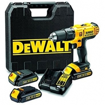 DeWalt DCD776C3-QW - Taladro Percutor Compacto XR 18V, 13mm, 42Nm con Tres Baterías Li-Ion de 1,3Ah y Maletín Incluido, Color Negro y Amarillo