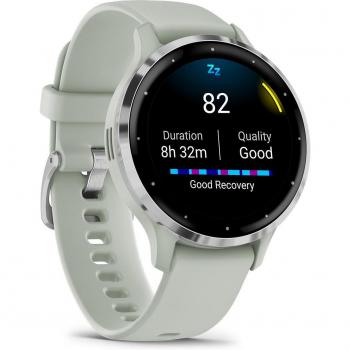Garmin Venu 3S GPS Smartwatch - Silver Stainless Steel Bezel, Sage Gray Case, Silicone Band, 41mm