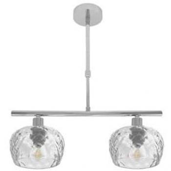 Lámpara Estela Moderna de 2 Luces en Cromo con Tulipas de Cristal Tallado - 41x13 Cm