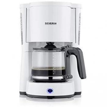 Cafetera de filtro Severin KA 4816 - Cafetera de goteo para 10 tazas con jarra de cristal y desconexión automática, color blanco/negro