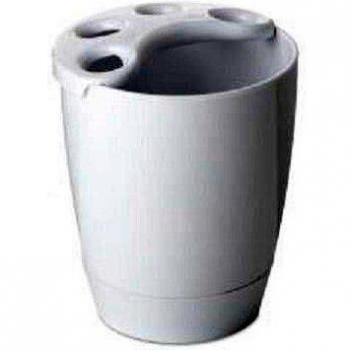 Tatay Alpha Soporte para cepillos de Dientes, Color Gris, poliestireno, Blanco, 9 x 8.7 x 16.5 cm