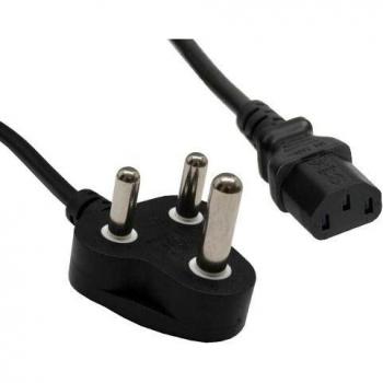 Cable de alimentación 230V Tipo M (Sudáfrica/India) a C13, 1.8m, 0.75mm², 10A, negro
