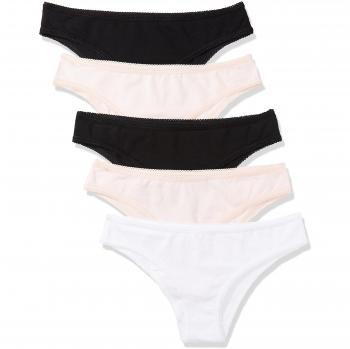 IRIS & LILLY Braguita brasileña de mujer Cotton Pack de 5 Multicolor Large