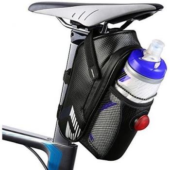 otumixx Bolsa para Sillín de Bicicleta Impermeable Bolsa de Ciclismo con Luz Trasera, Material Especial Reflectante para Bolsa Bicicleta Montaña, Bicicletas y Bicicletas de Carreras, Negro