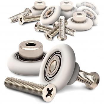 Ruedas Mampara Ducha Rodamientos Mampara Ducha Repuesto Mampara Ducha Rodillo Puerta de 20mm Rodillos Mampara Ducha A283 Rueda Mampara Ducha Rodamientos Puertas Correderas Rodillos Ducha 8 uds e Tornillos