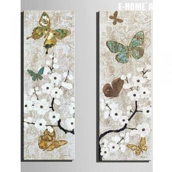 LY&HYL Animal / Botánico Impresión de la lona Dos Paneles Listo para colgar , Vertical , 12 x 36