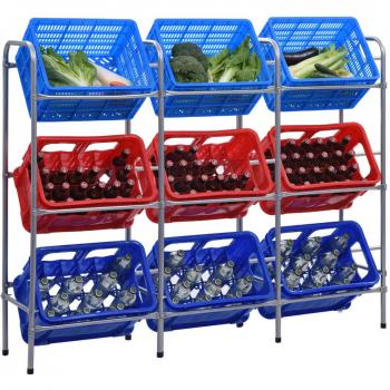Estante de almacenamiento para 9 cajas acero plata 145x33x116cm