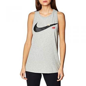NIKE W Nk Dry Tom Tank Dfc Jdiy para Mujer, M, Dk Grey Heather/Black