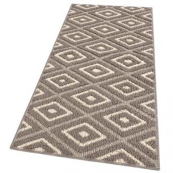 Alfombra de cocina 50x145 cm moderna antideslizante absorbente rombos 3D beige