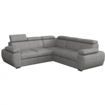 Sofá rinconero Columbus 215, gris, con función de descanso y caja de ropa de cama, dimensiones 260x260x85cm