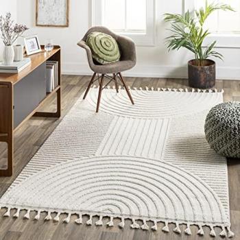 Surya Zambia Modern Boho Scandinavian Area Rug, Short Pile, 160x213 cm, Ivory