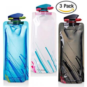 FLYING_WE 700ML Sistema de Botellas de Agua Plegable de 3 con CE, ROHS Certificados, Plegable Flexible Botella de Agua Reutilizable para Senderismo, Aventuras, Viajes.
