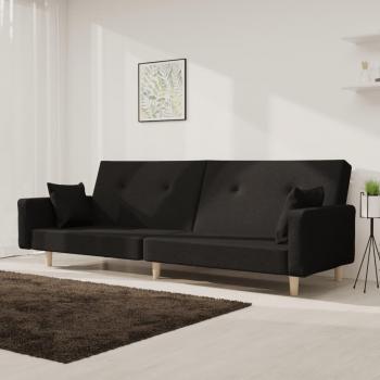 Sofá Cama 2 Plazas Vidaxl con Almohadas de Tela en Color Negro