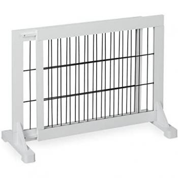 Barrera de Seguridad para Niños y Perros, Valla Protectora Sin Taladrar, 56 x 70-115 cm, Blanca