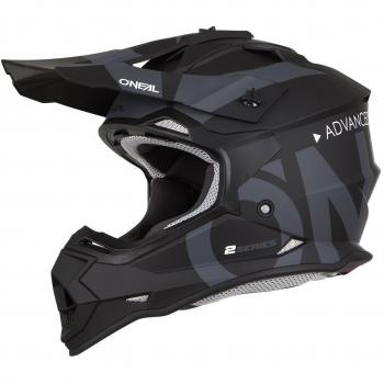 O'Neal, Casco de Motocross, MX Enduro, Carcasa ABS, estándar de Seguridad ECE 22.05, ventilación y refrigeración óptima, Casco 2SRS Slick, Adultos, Negro Gris, Talla XS