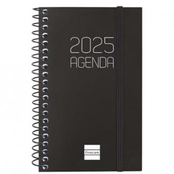 Agenda Finocam OPAQUE Negro Mini 7,9 x 12,7 cm 2025 Espiral Semana Vista Horizontal Enero 2025 - Diciembre 2025 (12 meses) Español