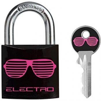 Candado para taquilla o cajonera con Motivos Electro, Cuerpo de 30 mm de Longitud, Cerradura de Llave, Cabeza de Llave variada