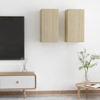 Mueble TV 2 piezas Sonoma Roble 30,5x30x60 cm Madera multicapa