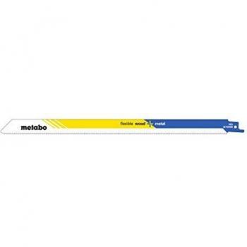 Metabo 631125000 631125000-Blister de 2 Hojas de Sierra de Sable para Madera Metales no férricos, plásticos. Triscado, fresado HAS 300 x 0,9 mm