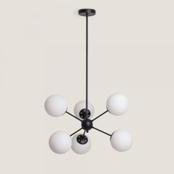 Lámpara Colgante Balts Big de Metal y Cristal Negro para Decoración de Salón, Habitación y Dormitorio