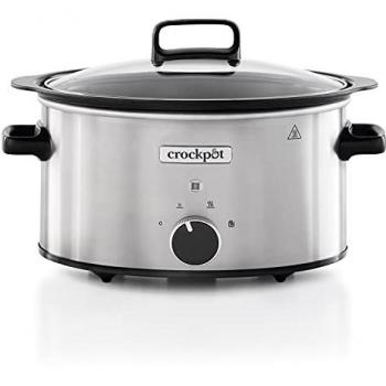 Olla de cocción lenta Crock-Pot CSC085X, 3.5 litros, 2 niveles de potencia, control manual, color plata, adecuada para sellar y guisar