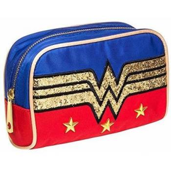 Bolsa de Maquillaje con Purpurina con el Logo de la Mujer Maravilla.