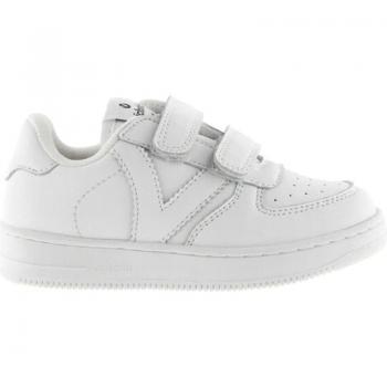 Zapatillas deportivas Victoria Tiempo de efecto piel blanco monocromo con tiras adherentes para niños