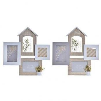 Marco de Fotos DKD Home Decor Madera 39 x 3 x 41 cm Natural Planta (2 Unidades)