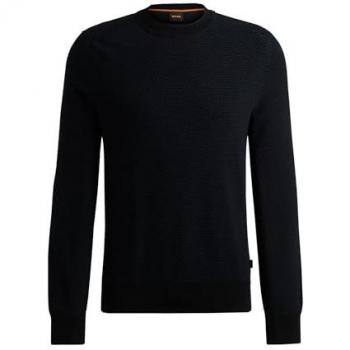 BOSS Orange 'Kaponski' Textured Knit Sweater for Men - Black - Size S