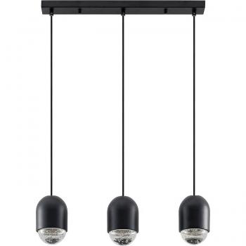 Lámpara colgante Lucande Amielle, 3 luces, color negro, diseño moderno, material metal, apta para salón y comedor, utiliza bombillas GU10