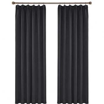 Amazon Brand - Umi Cortinas de Salón Térmicas Aislantes Dormitorio Decoración Ventanas para Habitacion Moderna Fruncido 2 Piezas 132x242cm Gris Oscuro