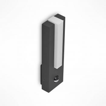 Aplique LED exterior Lucande Virgalia con sensor, moderno, negro, aluminio, 1 llama