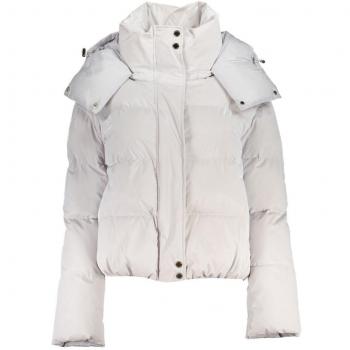 Patrizia Pepe Women's Hooded Winter Jacket - White, Size XS, with Pockets and Logo