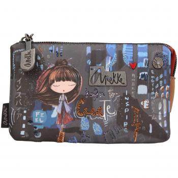 Monedero Anekke de Polipiel Multicolor con 3 Compartimentos y Cierre de Cremallera - Medidas 15x9x4 cm