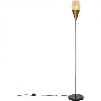 Lámpara de pie moderna dorada con cristal ámbar - Drop QAZQA