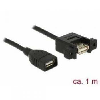Cable USB 2.0 A hembra a A hembra, 1 m, color negro