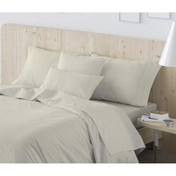 Sábana encimera lisa beige 100% algodón 144 hilos, Kukuxumusu