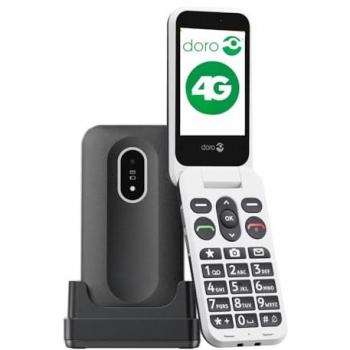 Teléfono Móvil Doro Leva L20 - 4G, Pantalla 2.8, Cámara 2 MP, Diseño Plegable, Negro/Blanco