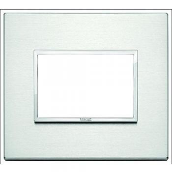 Placa Vimar Eikon Evo 3 Módulos Aluminio Brillante 21653.01