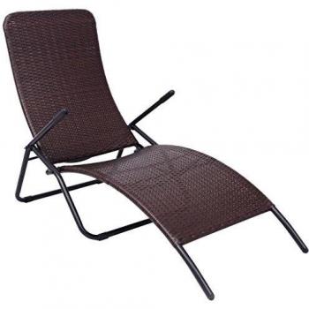 vidaXL Folding Sun Lounger Poly Rattan Brown